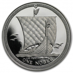 Платиновая монета 1 Нобль "Острова Мэн" Корабль, 1983г, 31,1г, Pt 9995